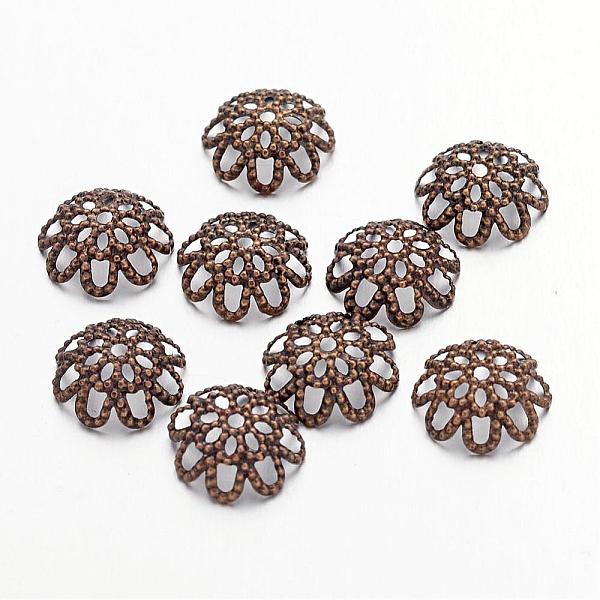 

PandaHall Antique Bronze Iron Flower Bead Caps, Fancy Bead Caps, Nickel Free, 9x4mm, Hole: 1mm, about 100pcs/10g Iron