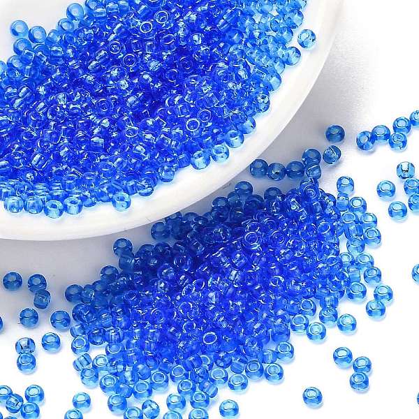 

PandaHall MIYUKI Round Rocailles Beads, Japanese Seed Beads, (RR150) Transparent Sapphire, 11/0, 2x1.3mm, Hole: 0.8mm, about 5500pcs/50g..., Blue