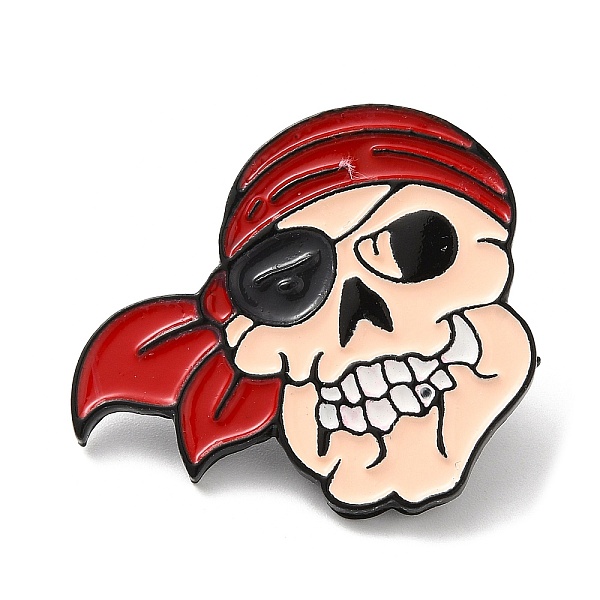 

PandaHall Halloween Theme Enamel Pins, Black Zinc Alloy Brooches for Backpack Clothes, Skull Pirate, 28.5x31x1.5mm Alloy+Enamel Skull Brown