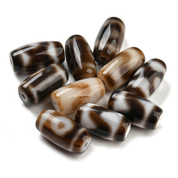 

PandaHall Tibetan Style dZi Beads, Natural Agate Beads, Dyed & Heated, Oval, Mixed Patterns, Coconut Brown, 19x10mm, Hole: 2mm Tibetan Agate...
