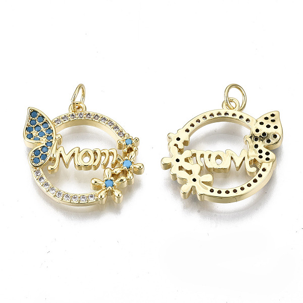 

PandaHall Real 16K Gold Plated Brass Micro Pave Cubic Zirconia Pendants, with Jump Ring, for Mother's Day, Cadmium Free & Nickel Free & Lead...