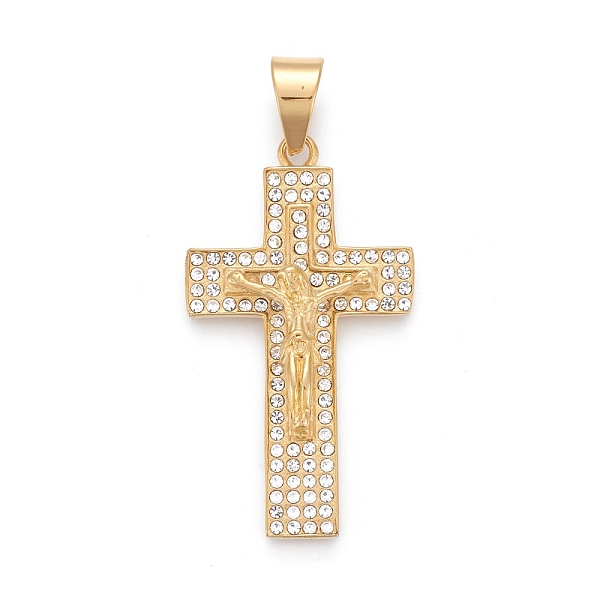 

PandaHall Easter 304 Stainless Steel Big Pendants, with Crystal Rhinestone, Crucifix Cross, Golden, 53.5x30x7mm, Hole: 8x11.5mm Stainless..., Clear