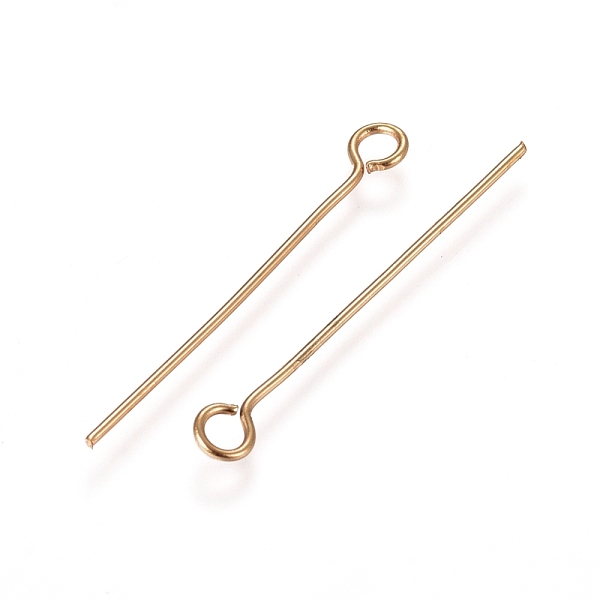 

PandaHall 304 Stainless Steel Eye Pins, Golden, 22 Gauge, 25x0.6mm, Hole: 2mm 304 Stainless Steel