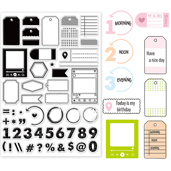 

PandaHall GLOBLELAND Label Boxes Clear Stamps Sticky Notes Numbers Silicone Clear Stamp Seals for Cards Making DIY Scrapbooking Photo...