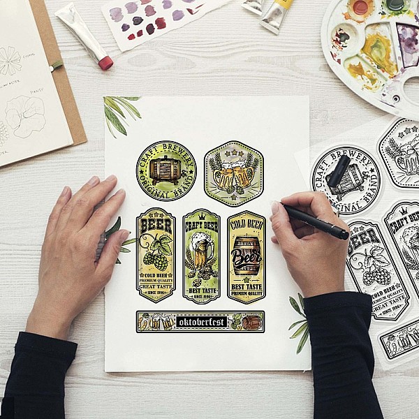 

PandaHall Custom PVC Plastic Clear Stamps, for DIY Scrapbooking, Photo Album Decorative, Cards Making, Oktoberfest Theme Pattern...