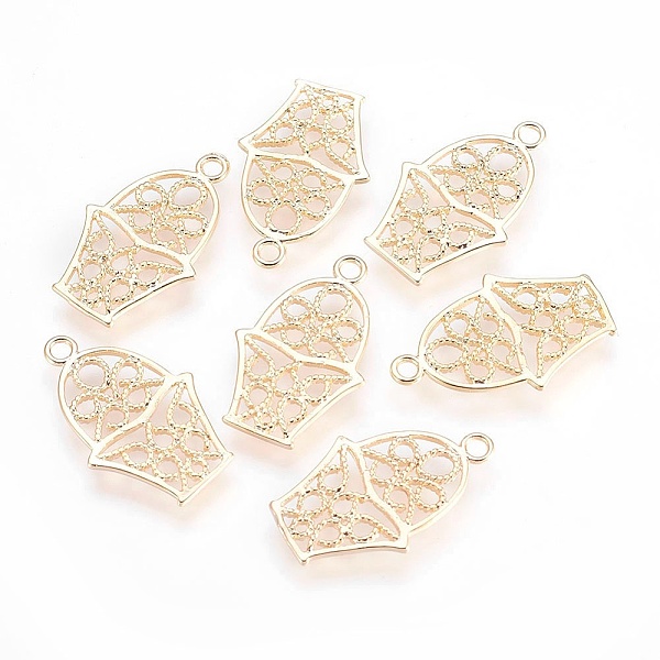 

PandaHall Brass Pendants, Filigree Findings, Nickel Free, Pot Culture, Real 18K Gold Plated, 23x14.5x1mm, Hole: 1.8mm Brass Others
