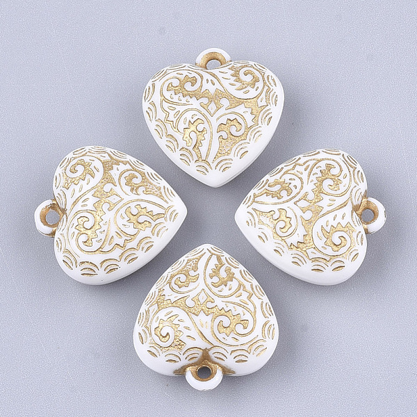 

PandaHall Plating Acrylic Pendants, Metal Enlaced, Heart, White, 21.5x20.5x11~12mm, Hole: 1.8mm Acrylic Heart White