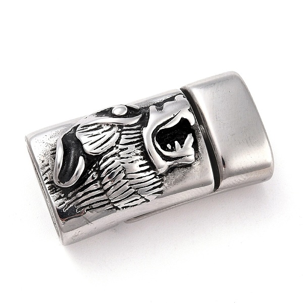 

PandaHall 304 Stainless Steel Magnetic Clasps with Glue-in Ends, Rectangle with Dog, Antique Silver, 29.5x15.5x11mm, Hole: 12.6mm 304...