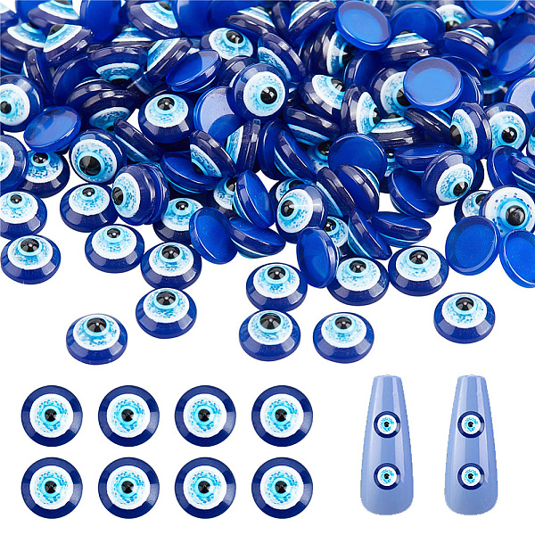 

PandaHall CRASPIRE 200Pcs Resin Cabochons, Evil Eye, Nail Art Decorate Accesosries, Blue, 6x3mm Resin Evil Eye Blue