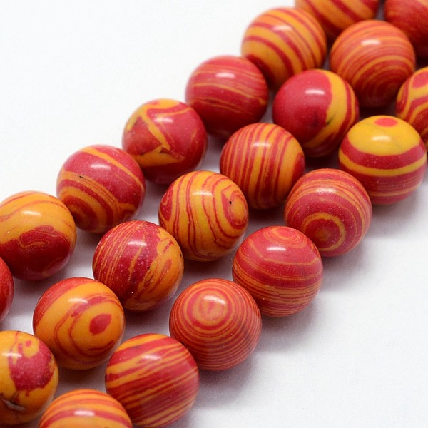 

PandaHall Synthetic Malachite Beads Strands, Dyed, Round, Orange Red, 8mm, Hole: 1mm, about 46pcs/strand, 14.76 inch(37.5cm) Malachite...