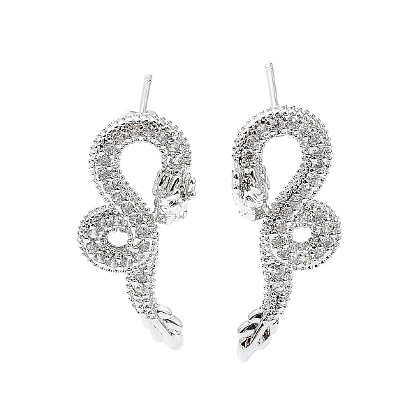 

PandaHall Rack Plating Brass Micro Pave Cubic Zirconia Stud Earring, Cadmium Free & Lead Free, Long-Lasting Plated, Dragon, Platinum..., Clear