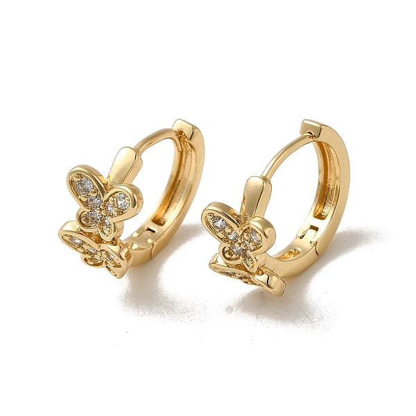 

PandaHall KC Gold Plated Brass Micro Pave Cubic Zirconia Hoop Earring, Butterfly, 14.5x8.5mm Brass Butterfly Clear