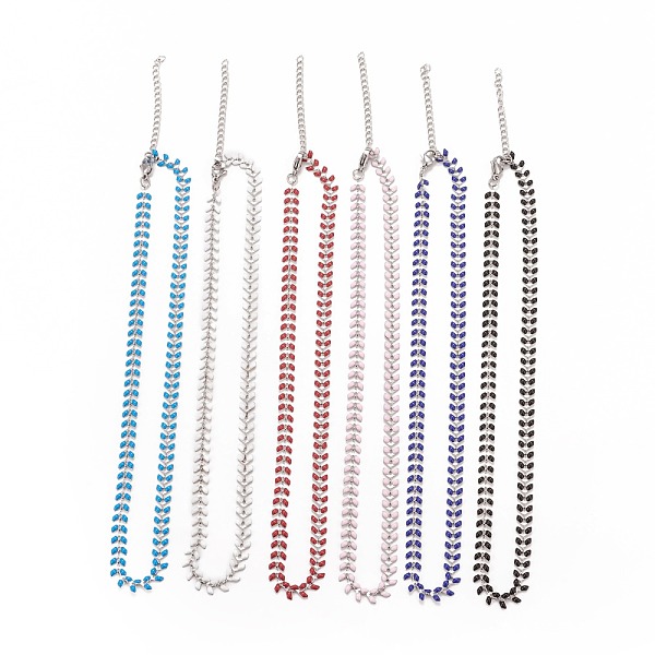

PandaHall Enamel Wheat Link Chain Necklace, 304 Stainless Steel Jewelry for Women, Stainless Steel Color, Mixed Color, 16.5 inch(41.8cm) 304..., Multicolor