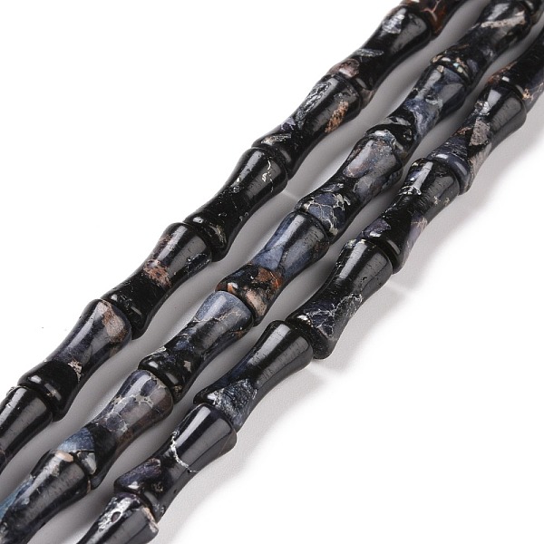 

PandaHall Natural Imperial Jasper Beads Strands, Dyed, Bamboo Stick, Black, 12x5mm, Hole: 0.5mm, about 34pcs/strand, 15.94''(40.5cm)...
