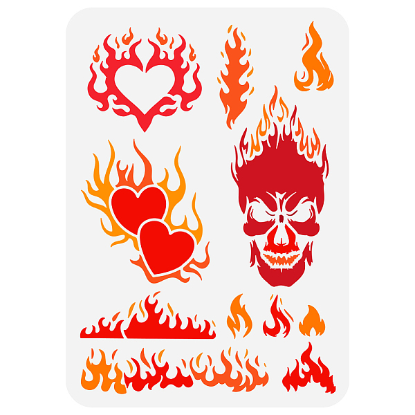 

PandaHall FINGERINSPIRE Flames Painting Stencil 8.3x11.7inch Large Fire Pattern Stencil for Painting Reusable Heart Patterns Drawing...