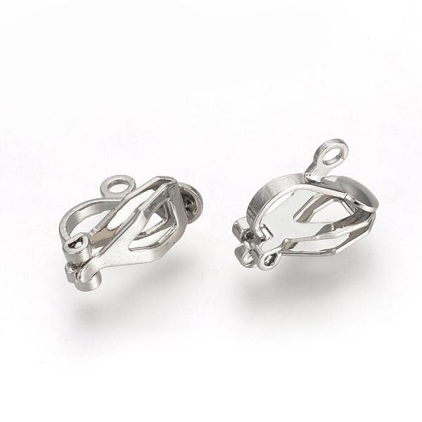 

PandaHall Iron Clip-on Earring Findings, Platinum, 12x6x10mm, Hole: 1.5mm Iron