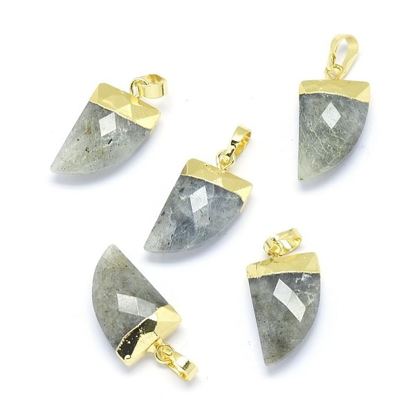 

PandaHall Natural Labradorite Pendants, with Long-Lasting Plated Brass Findings, Faceted, Scabbard, Golden, 19.5x11x5mm, Hole: 3.5x5.5mm...