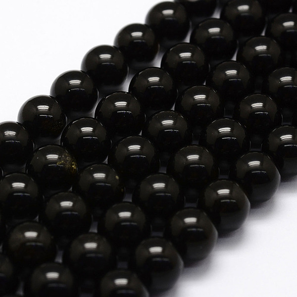 

PandaHall Natural Obsidian Beads Strands, Round, 10mm, Hole: 1.2mm, about 42pcs/strand, 16 inch Obsidian Round Black