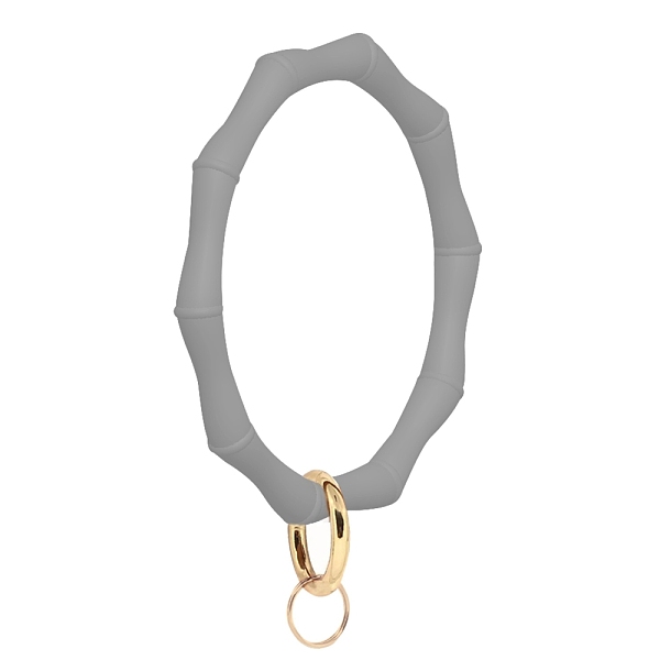 

PandaHall Silicone Bangle Keychian, with Alloy Spring Gate Ring, Golden, Gray, 9.5cm Alloy Ring Gray