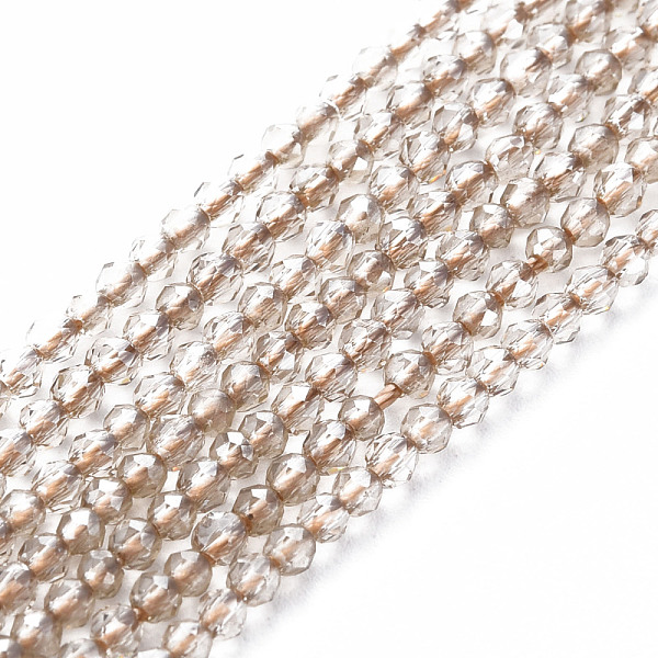 

PandaHall Electroplated Glass Beads Strands, Pearl Luster Plated, Faceted, Rondelle, Light Grey, 2mm, Hole: 0.5mm, about 192~194pcs/strand...