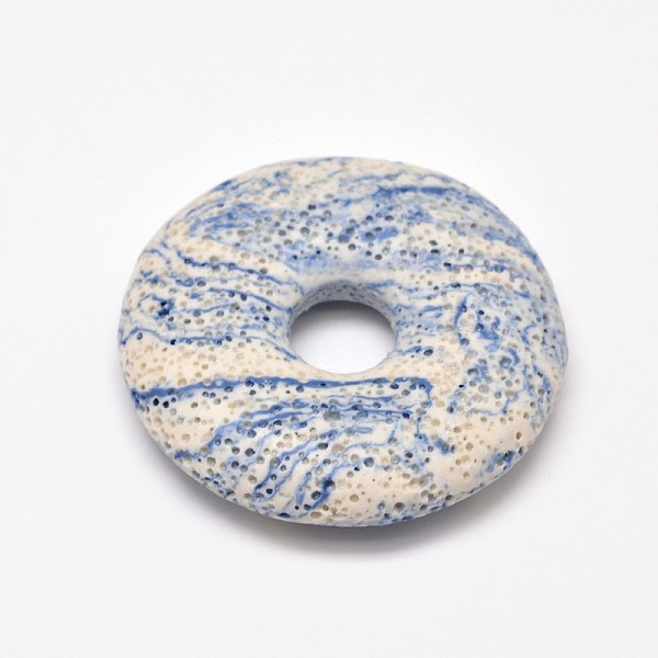 Natürliche Lavastein Donut / Pi Disc Große Anhänger