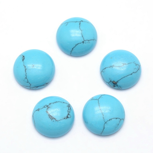 

PandaHall Synthetic Turquoise Cabochons, Half Round, 14~14.5x6mm Synthetic Turquoise Half Round