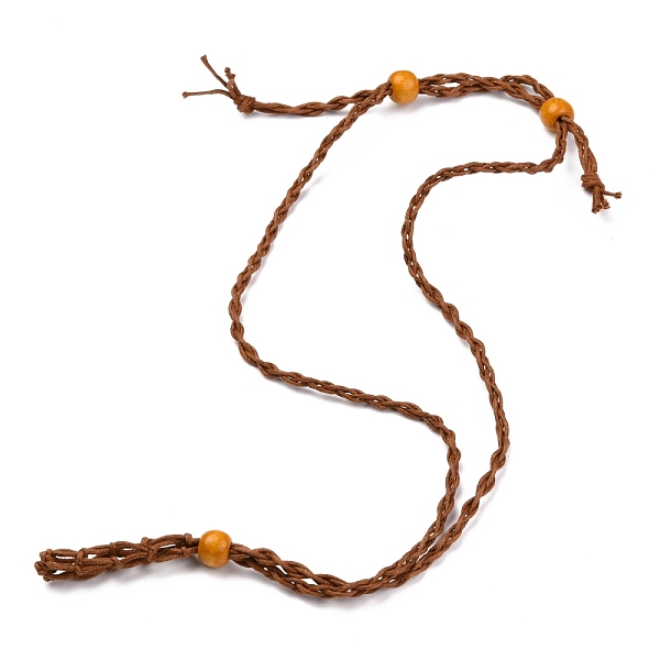 

PandaHall Adjustable Braided Waxed Cord Macrame Pouch Necklace Making, Interchangeable Stone, with Wood Beads , Camel, 30.31~36.22 inch..., Brown