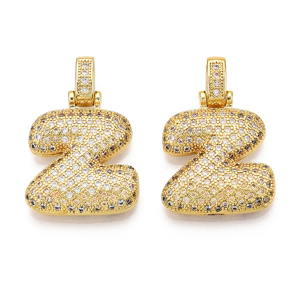 

PandaHall Brass Micro Pave Clear Cubic Zirconia Pendants, Real 18K Gold Plated, Letter Z, 24.5~30mm, Hole: 4.8x3.5mm, Pendant...