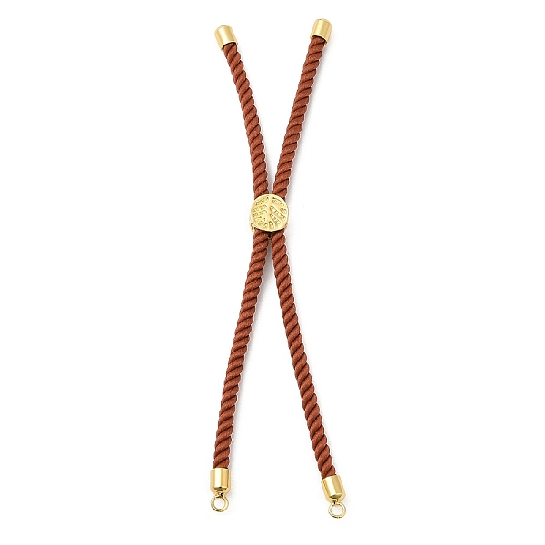 

PandaHall Twisted Nylon Cord Silder Bracelets, Link Bracelet Making for Connector Charm, with Long-Lasting Plated Golden Brass Cord End &..., Brown