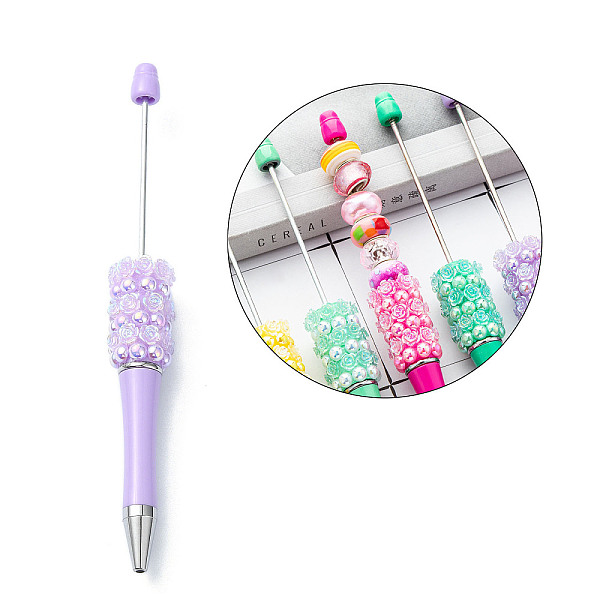 

PandaHall Plastic Beadable Pens, Ballpoint Pen, for DIY Pen Decoration, Rose, Lilac, 142x17mm Plastic Purple