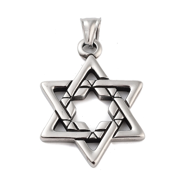 

PandaHall Retro 304 Stainless Steel Pendants, Star of David Charm, Antique Silver, 45x33x3.5mm, Hole: 4x9mm 304 Stainless Steel Star of...