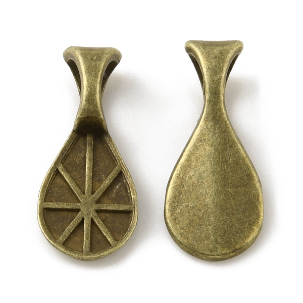 

PandaHall Alloy Glue-on Flat Pad Bails, Teardrop Pendant Bails, Antique Bronze, 16x7x1~4mm, Hole: 4.5x3mm Alloy