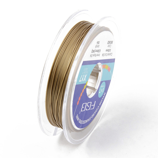 

PandaHall Tiger Tail Beading Wire, 7-Strand Bead Stringing Wire, Nylon Coated Stainless Steel Wire, Light Khaki, 24 Gauge, 0.5mm, about 32.8...