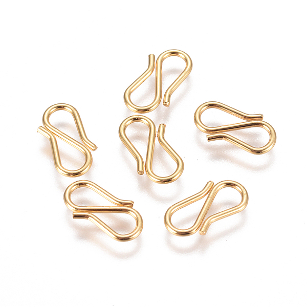 

PandaHall 304 Stainless Steel S Hook Clasps, Golden, 12.5x6.5x1mm, Hole: 3~3.5mm 304 Stainless Steel