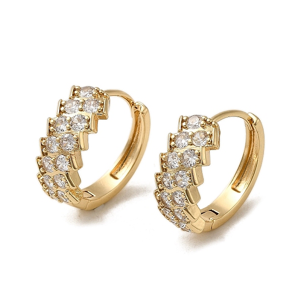 

PandaHall Brass Hoop Earrings, with Glass, Light Gold, 18.5x7.5mm Brass Clear