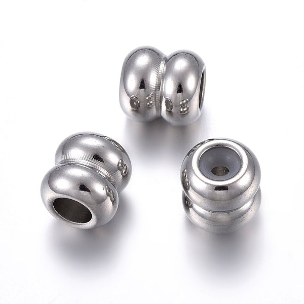 

PandaHall 201 Stainless Steel Beads, with Rubber Inside, Slider Beads, Stopper Beads, Column, Stainless Steel Color, 9x9mm, Hole: 4.5mm...