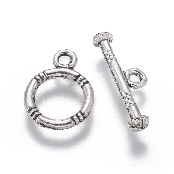 

PandaHall Alloy Ring Toggle Clasps, Antique Silver, Ring: 16x12x2mm, Hole: 2mm, Bar: 20x7x2mm, Hole: 2mm Alloy Ring