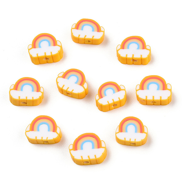 

PandaHall Handmade Polymer Clay Beads, Rainbow & Cloud, Orange, 8.5~10.5x10~12.5x4~5mm, Hole: 1.8mm Polymer Clay Rainbow Orange
