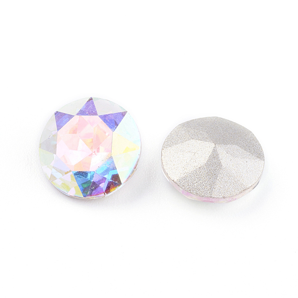 

PandaHall Pointed Back Glass Rhinestone Cabochons, Grade A, Faceted, AB Color Plated, Flat Round, Crystal AB, 8x4.5mm Glass Rhinestone Flat..., Clear