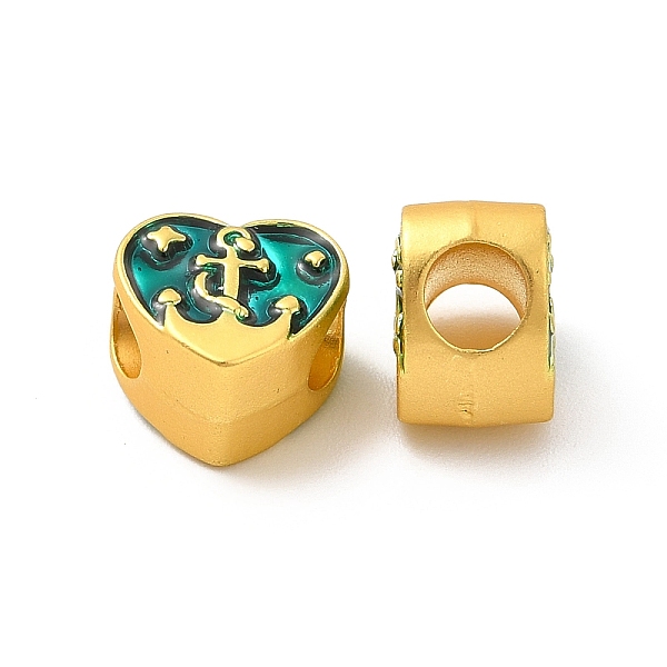 

PandaHall Rack Plating Alloy Enamel European Beads, Large Hole Beads, Lead Free & Cadmium Free & Nickel Free, Heart with Anchor, Matte Gold...