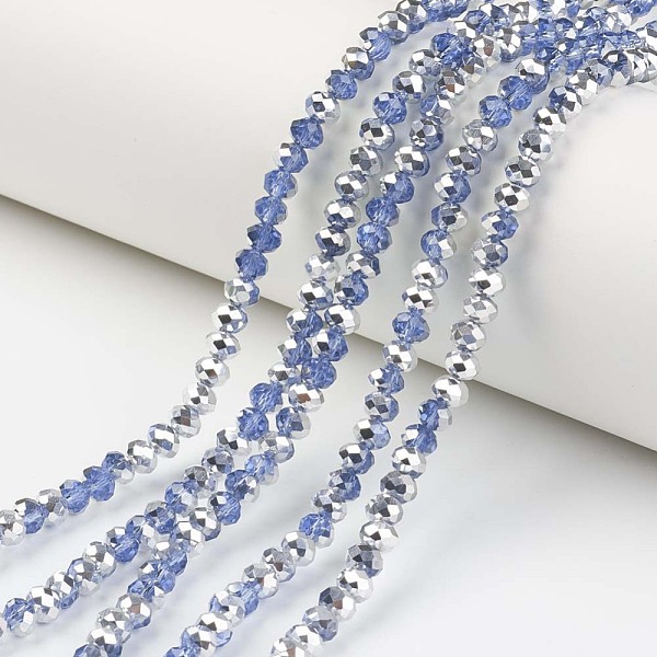 

PandaHall Electroplate Transparent Glass Beads Strands, Half Silver Plated, Faceted, Rondelle, Steel Blue, 8x6mm, Hole: 1mm, about...