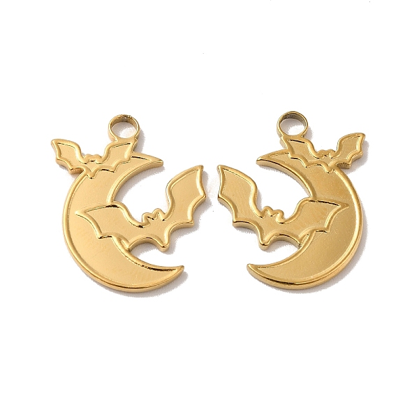 

PandaHall Ion Plating(IP) 304 Stainless Steel Pendant, Moon with Bat Charm, Real 18K Gold Plated, 20x16x1.5mm, Hole: 3mm 304 Stainless Steel...
