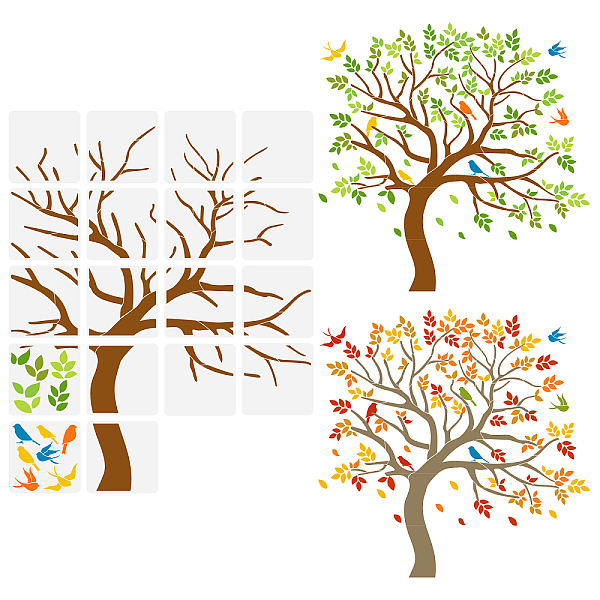 

PandaHall 18Pcs 18 Styles PET Hollow Out Drawing Painting Stencils, for DIY Scrapbook, Photo Album, Tree Pattern, 300x300mm, 1pc/style...