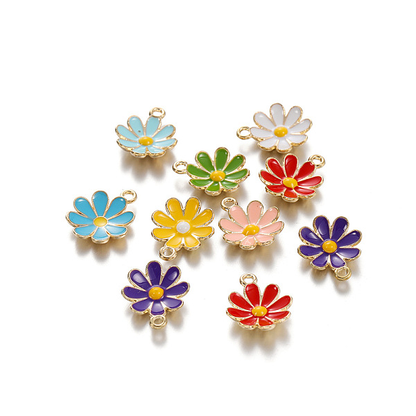 

PandaHall Alloy Enamel Pendant, Golden, Daisy Charm, Mixed Color, 18.2x16mm Alloy+Enamel Flower Multicolor