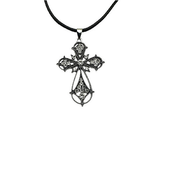 

PandaHall Cross Zinc Alloy Pendant Necklace, with Rhinestone, Crystal, 19.69 inch(50cm) Rhinestone Cross Clear
