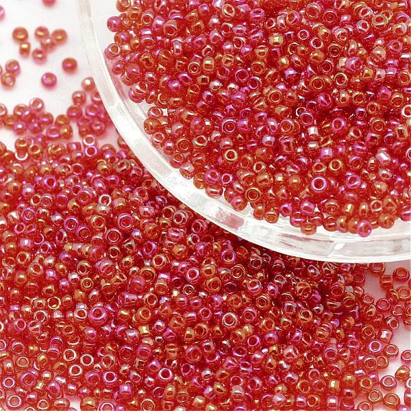 

PandaHall 6/0 Round Glass Seed Beads, Grade A, Transparent Colours Rainbow, Cerise, 3.6~4.0mm, Hole: 1.2mm, about 5000pcs/pound Glass Red