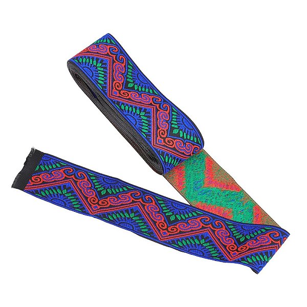 

PandaHall Ethnic Style Embroidery Polyester Ribbons, Jacquard Ribbon, Tyrolean Ribbon, Garment Accessories, Wave Pattern, Medium Blue, 2..., Green