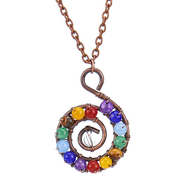 

PandaHall Natural Dyed Agate Beaded Conch Pendant Necklace with Alloy Chains, Colorful, 20.87 inch(53cm) Natural Agate