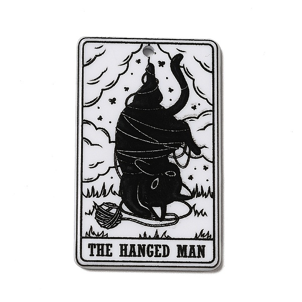 

PandaHall Tarot Theme Printed Acrylic Pendants, Rectangle with Cat Pattern Charms, The Hanged Man XII, 39x24x2.5mm, Hole: 1.8mm Acrylic..., Black