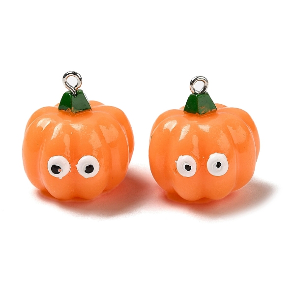

PandaHall Autumn Cartoon Opaque Resin Vegetable Pendants, Funny Eye Pumpkin Charms with Platinum Plated Iron Loops, Orange, 24.5x23x24.5mm...
